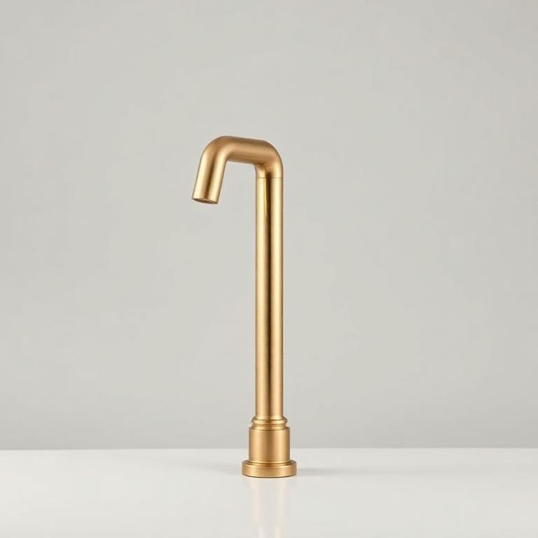 Brushed brass kitchen tap over a composite sink